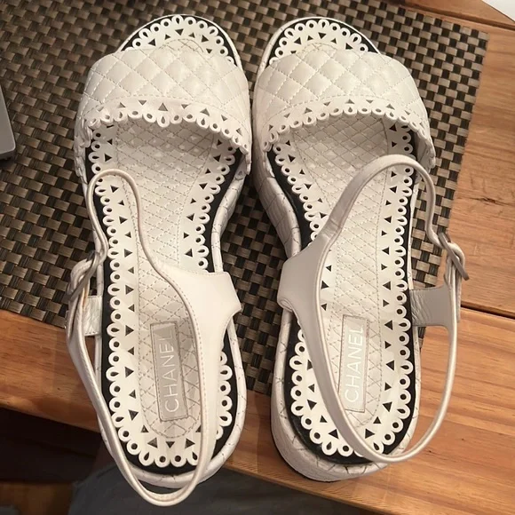 100% Authentic Chanel Quilted Platform Sandals - Picture 2 of 11